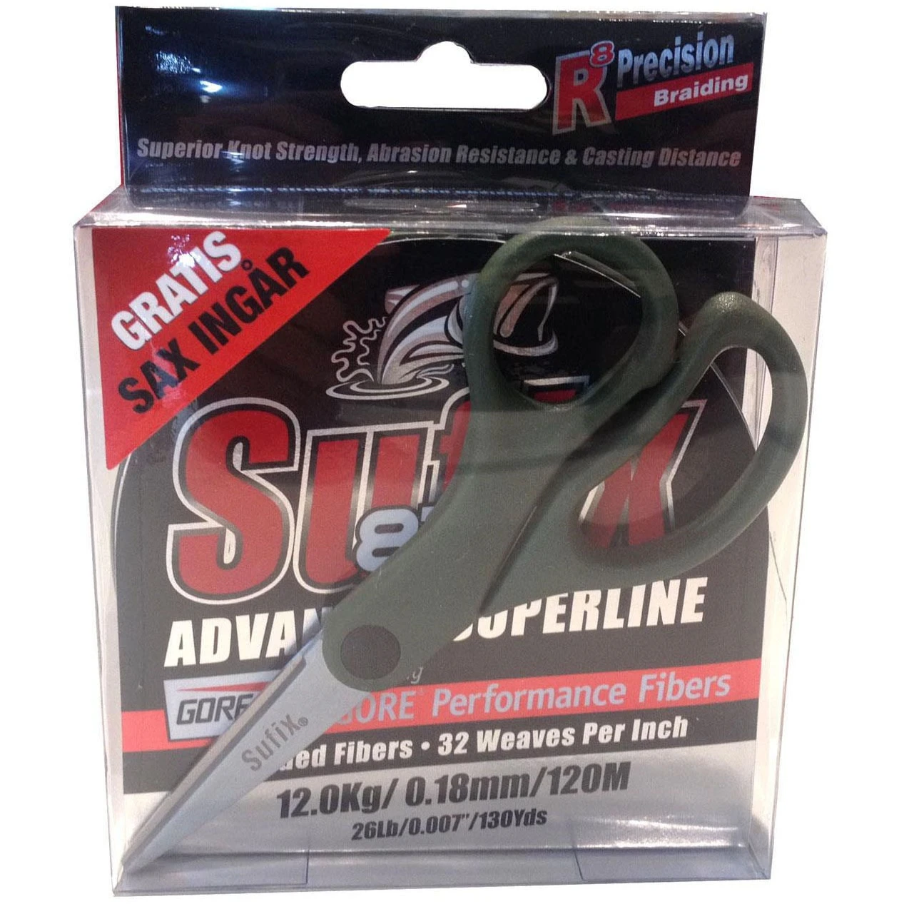 Sufix Fiskelina 832 Braid Inkl. Sax 120m Lime 1 Sufix Fiskelina 832 Braid Inkl. Sax 120m Lime