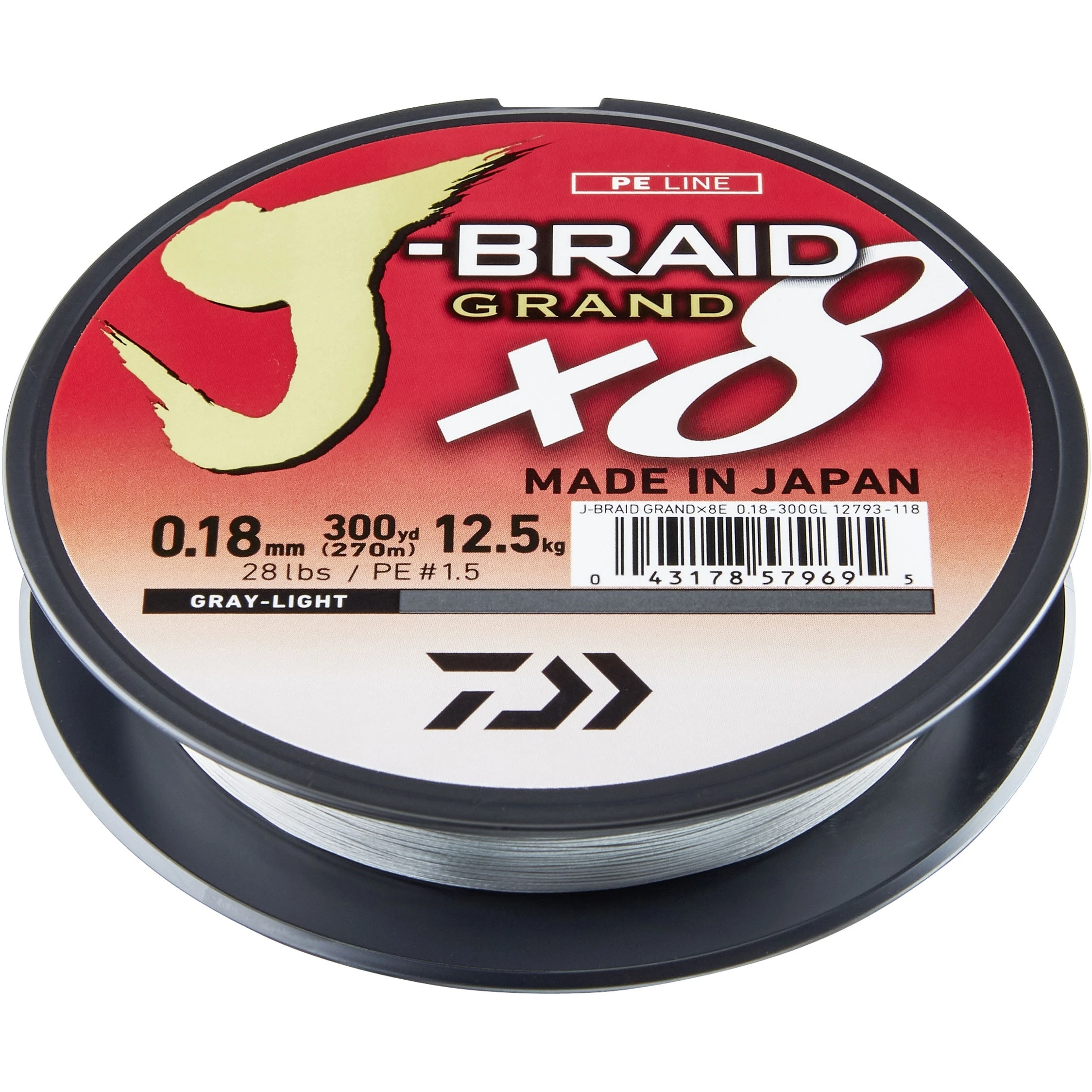 Daiwa J-Braid Grand X8 135 M Light Grey Fiskelina 1 Daiwa J-Braid Grand X8 135 M Light Grey Fiskelina