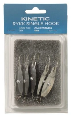 Kinetic Rykk Enkelkrokar 4/0 Rostfria Röda 5st